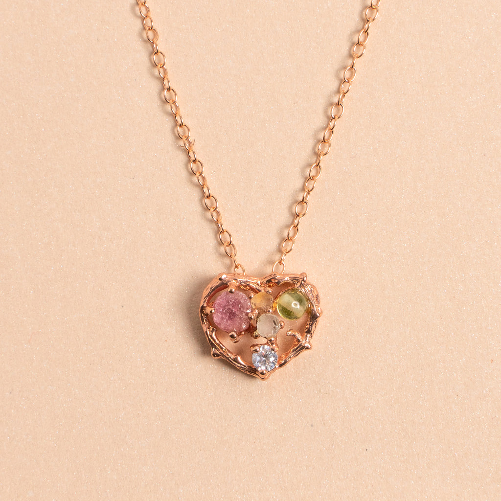 Multi Gemstone Rose Gold Necklace