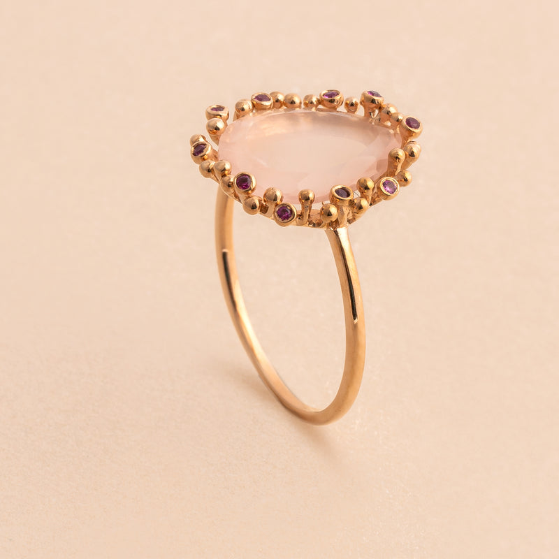 Pear Cut Rose Quartz Ring