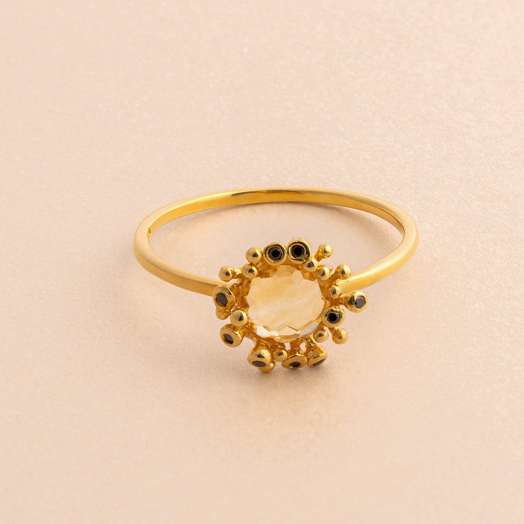 Round Citrine Gold Ring