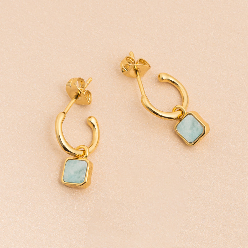 Gold Aquamarine Earring