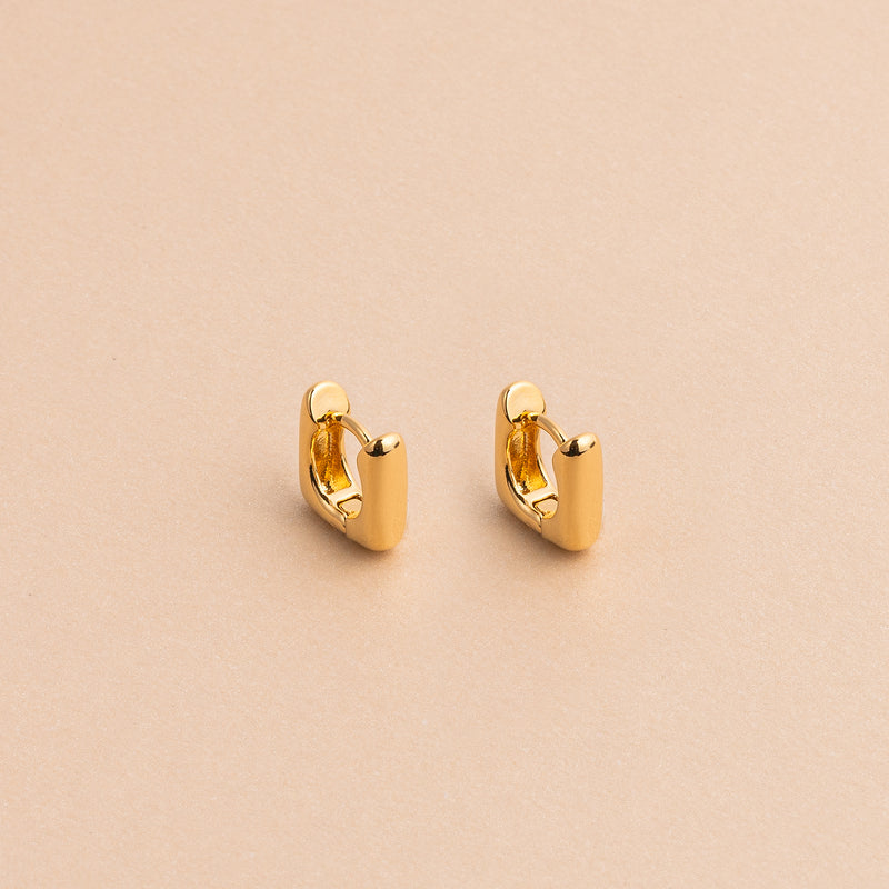 Gold Square Huggie Earring