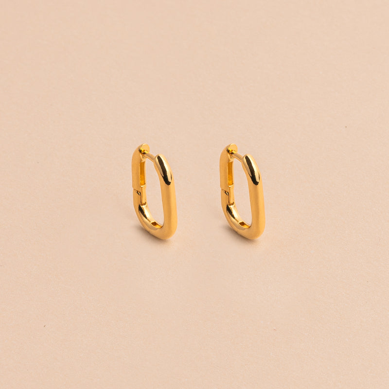 Gold Rectangle Huggie Earring