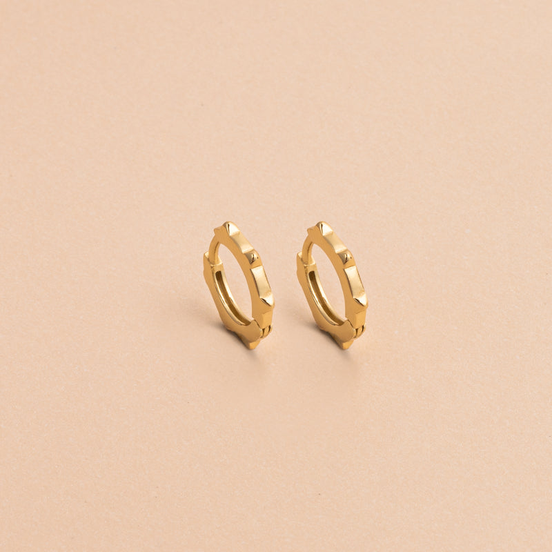 Gold Spikes Huggie Earrings