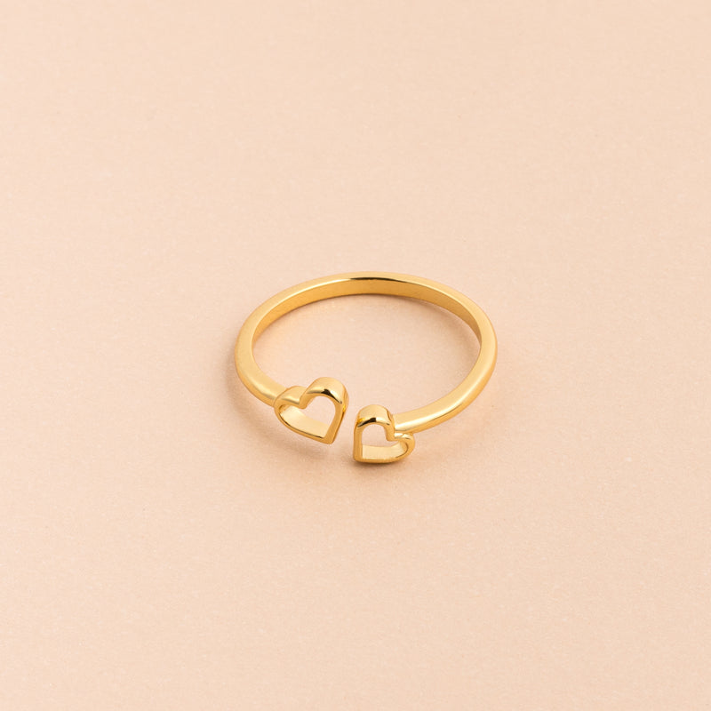 Gold Duo Heart Ring