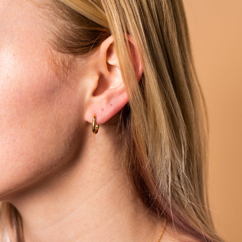 Gold Rectangle Huggie Earring