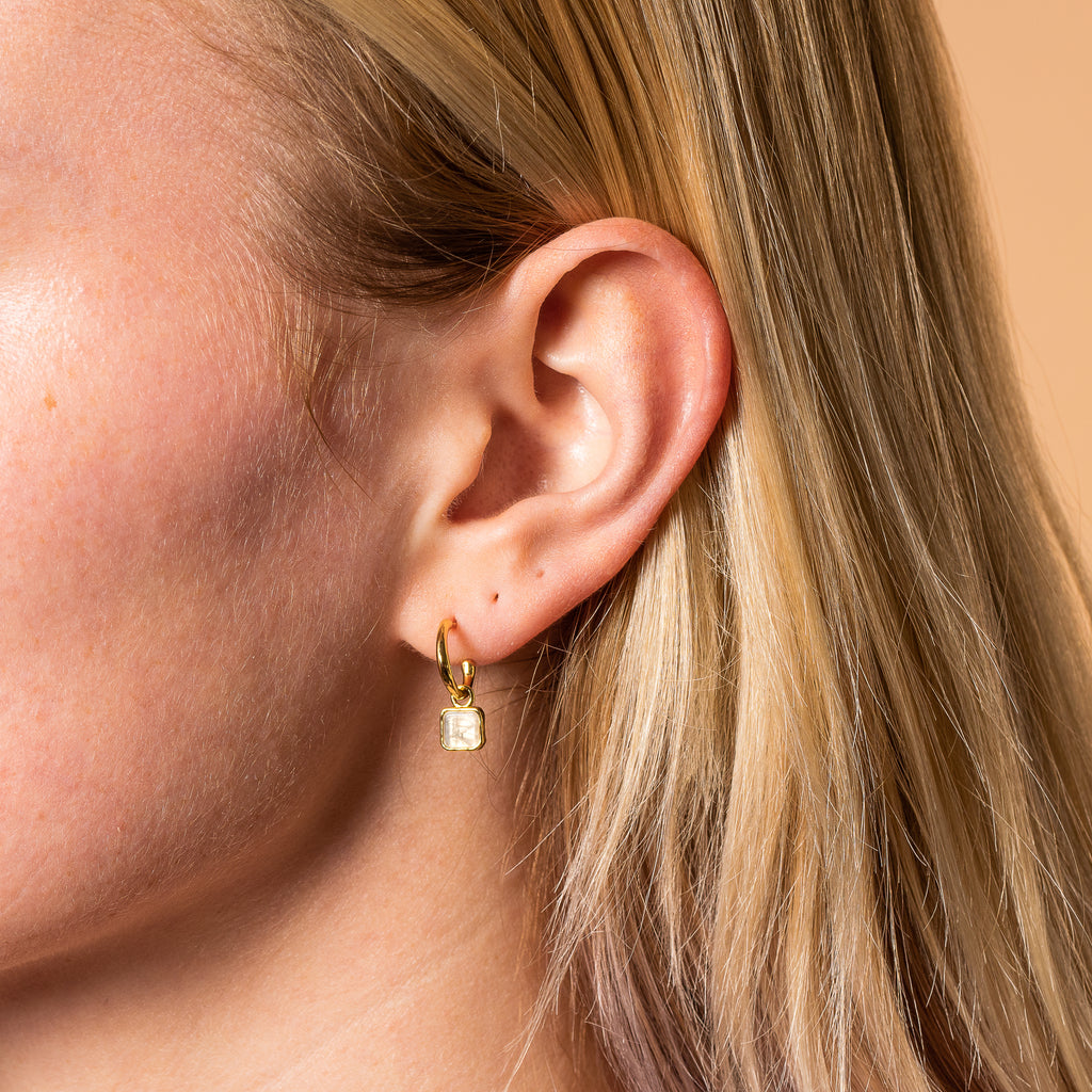 Gold Moonstone Earring